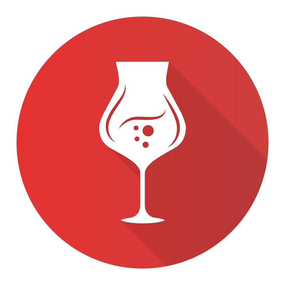 postre vino rojo diseño plano larga sombra icono de glifo vector