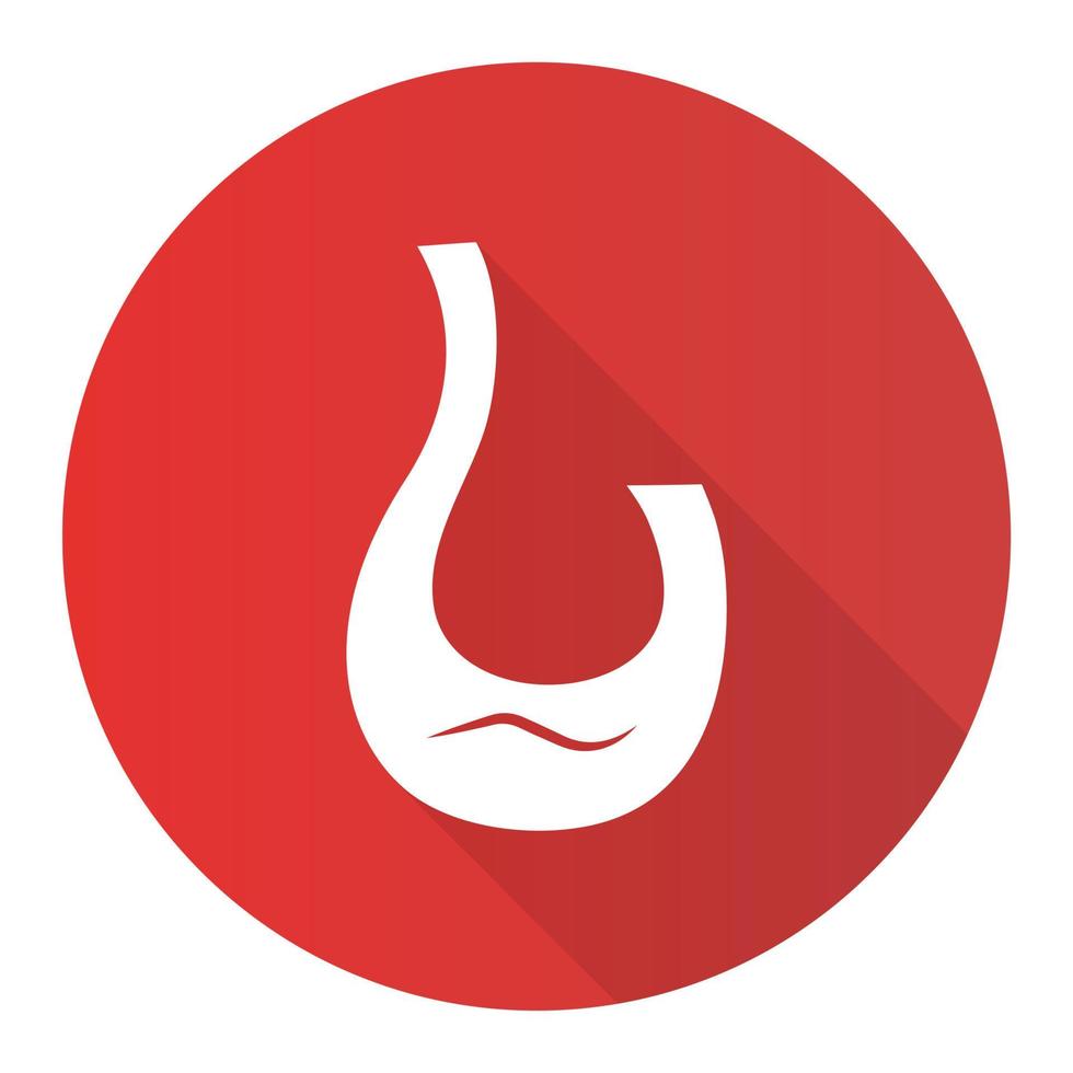 Decorative swan decanter red flat design long shadow glyph icon vector