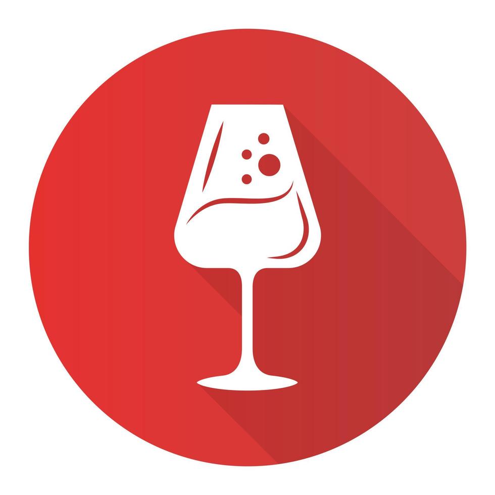 postre copa de vino rojo diseño plano larga sombra glifo icono vector