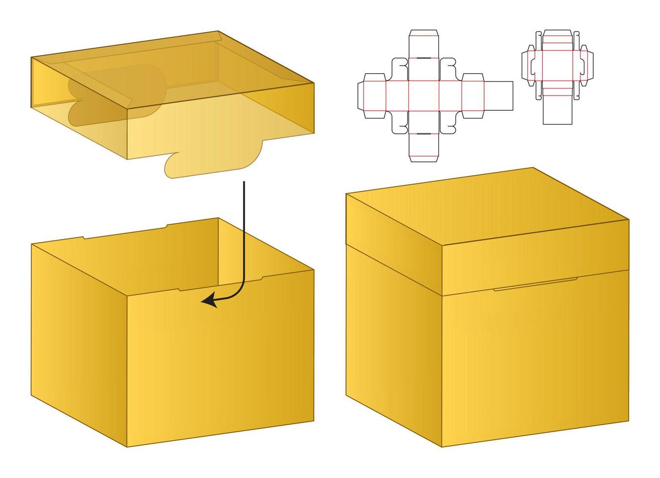 diseño de plantilla troquelada de embalaje de caja. Maqueta 3d vector