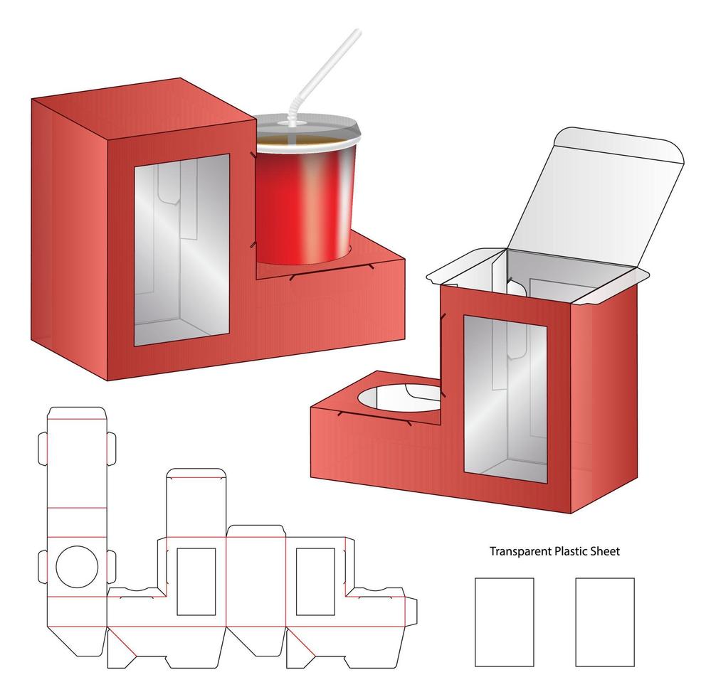 diseño de plantilla troquelada de embalaje de caja. Maqueta 3d vector