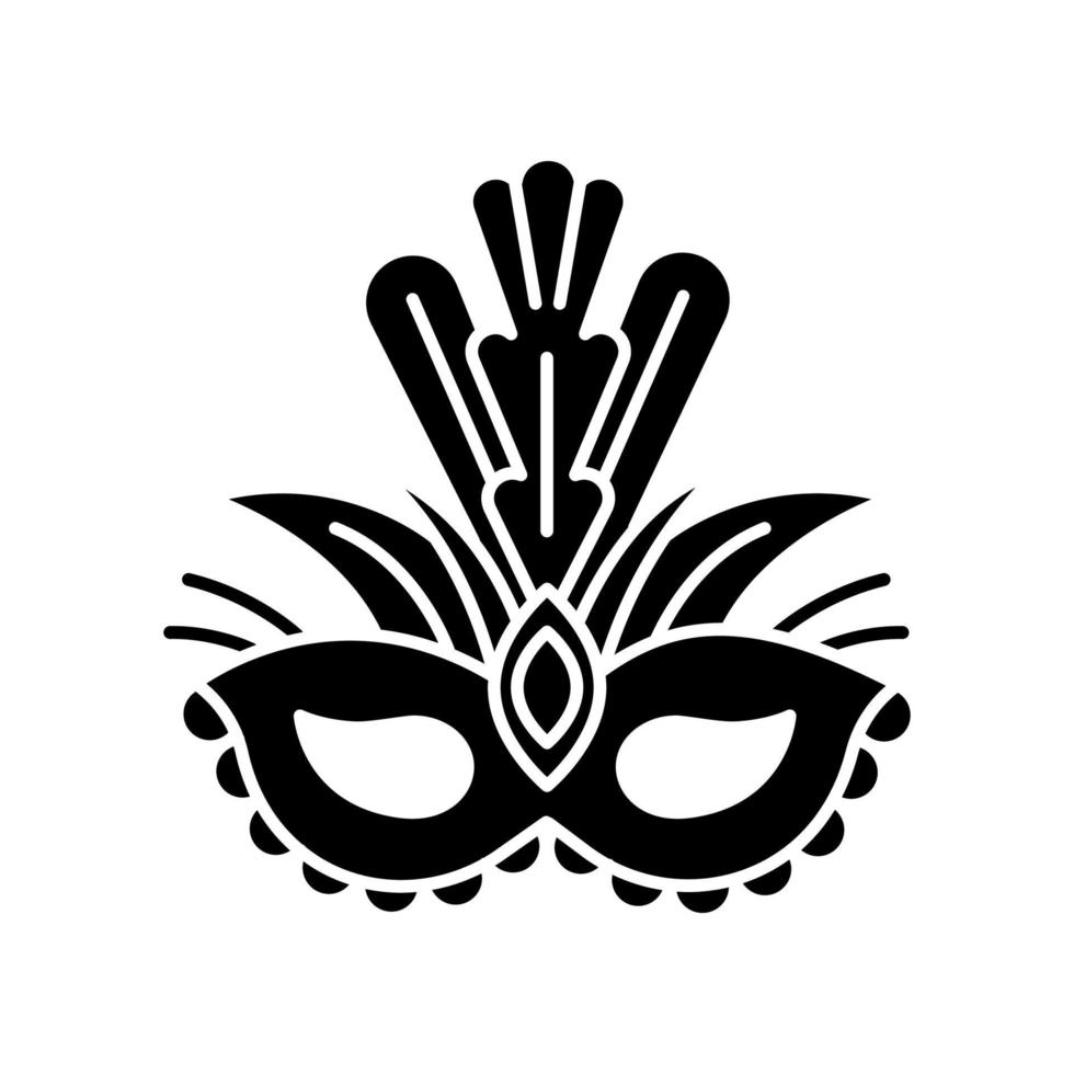 Masquerade mask black glyph icon vector