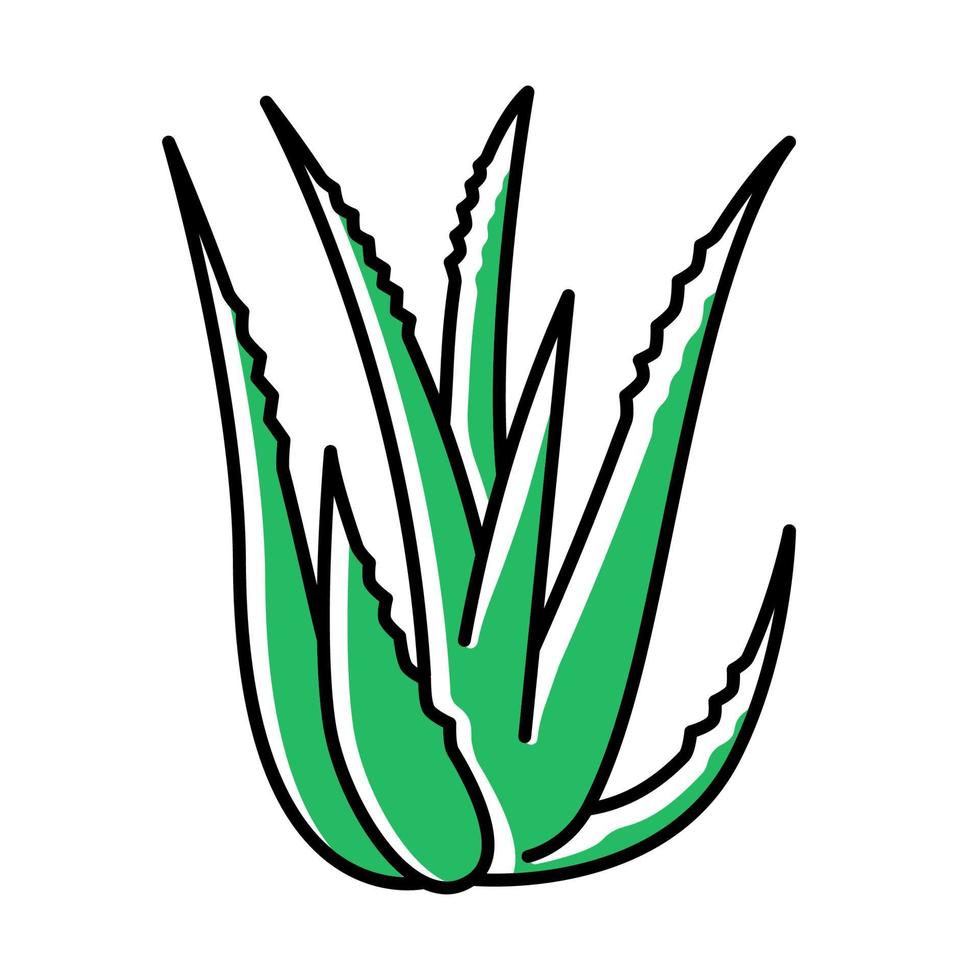 icono de color verde de aloe vera vector