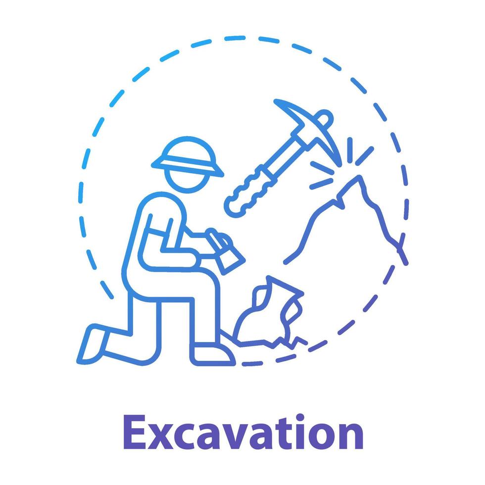 Excavation concept icon vector