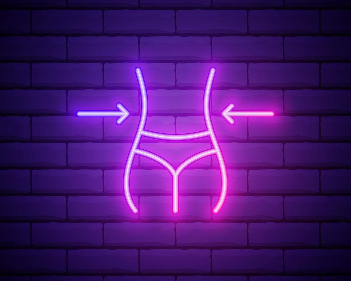 women waist line neon icon. Elements of Beauty and Cosmetics illustration icon. Signs and symbols can be used for web, logo, mobile app, UI, UX on brick wall background. vector