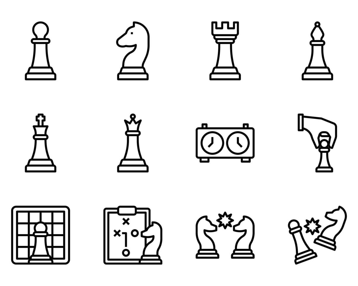 Chess outline icon and symbol for website, application vector
