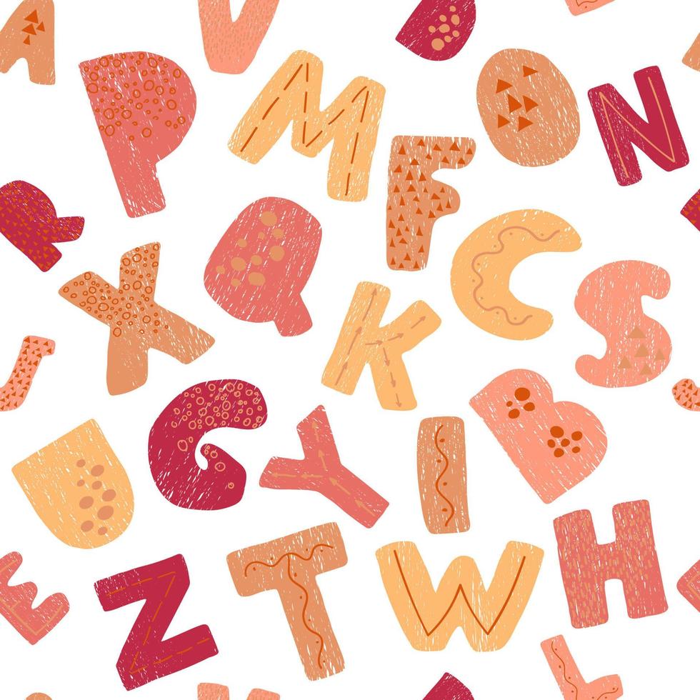 Vector seamless background with colorful letters. Alphabet. Can be used for wallpaper, pattern fills, web page, surface textures, textile print, wrapping paper