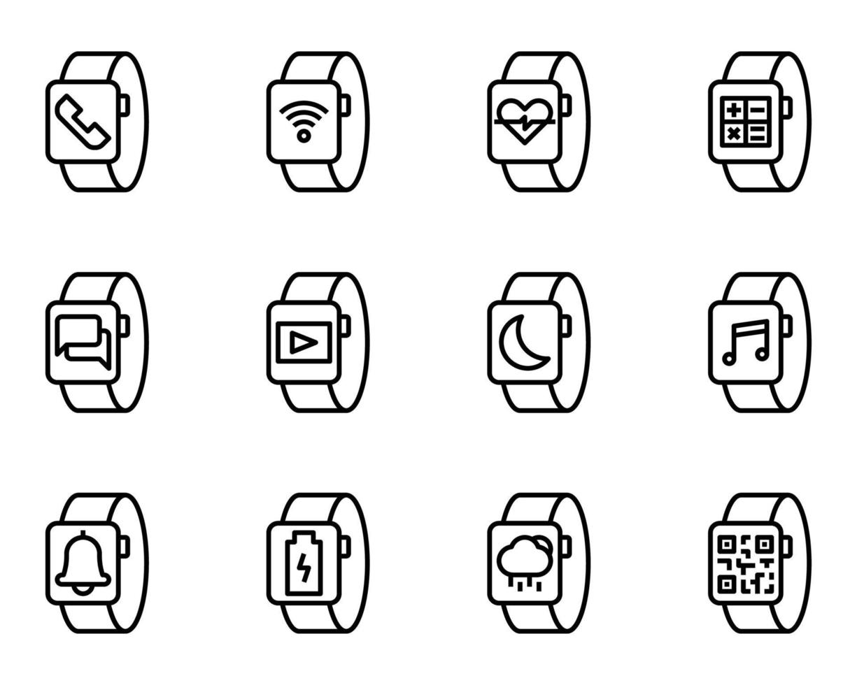 Smartwatch outline icon and symbol for website, application vector