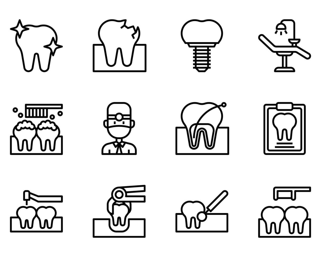 icono y símbolo de contorno dental para sitio web, aplicación vector