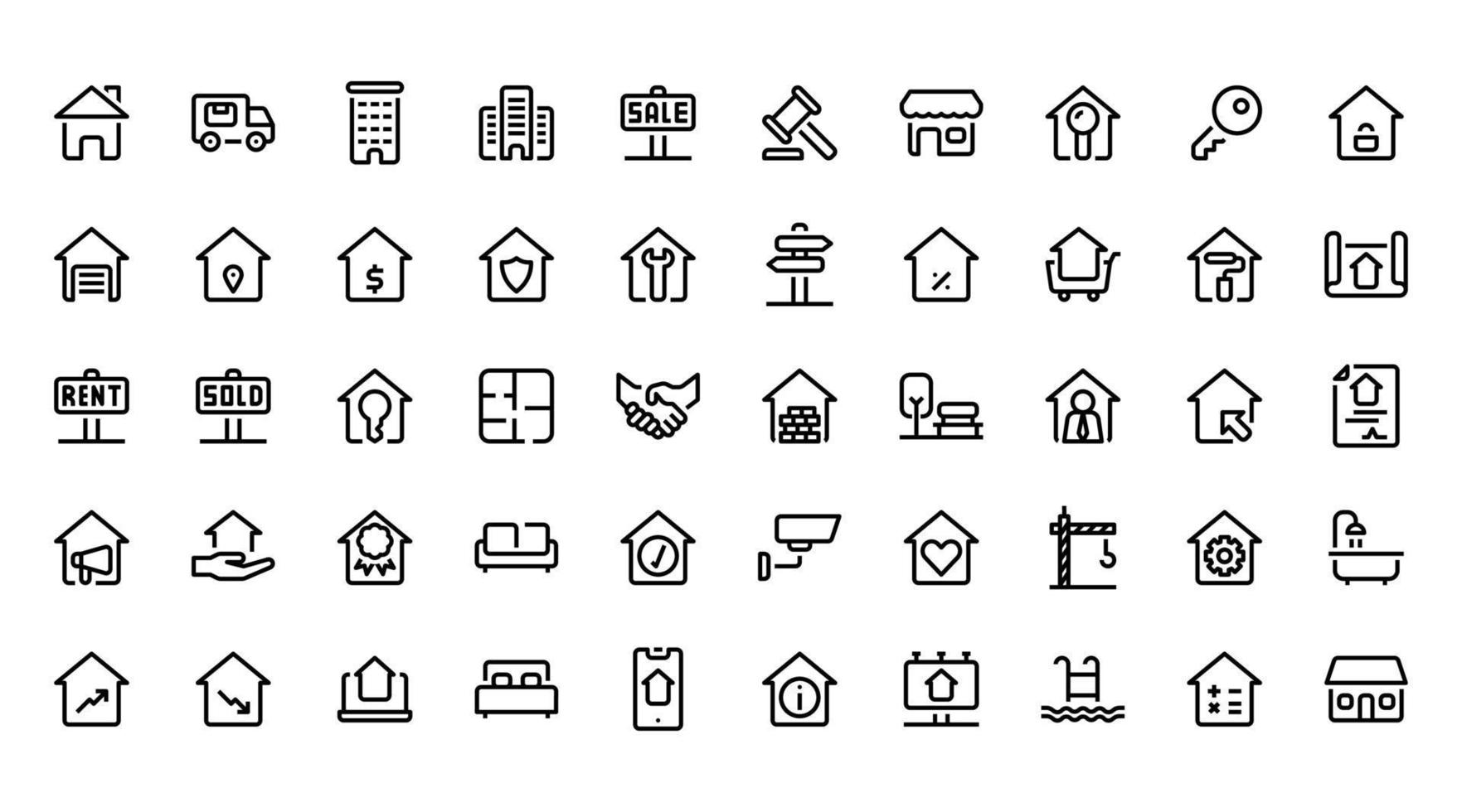 Real estate outline icon and symbol for website, application vector