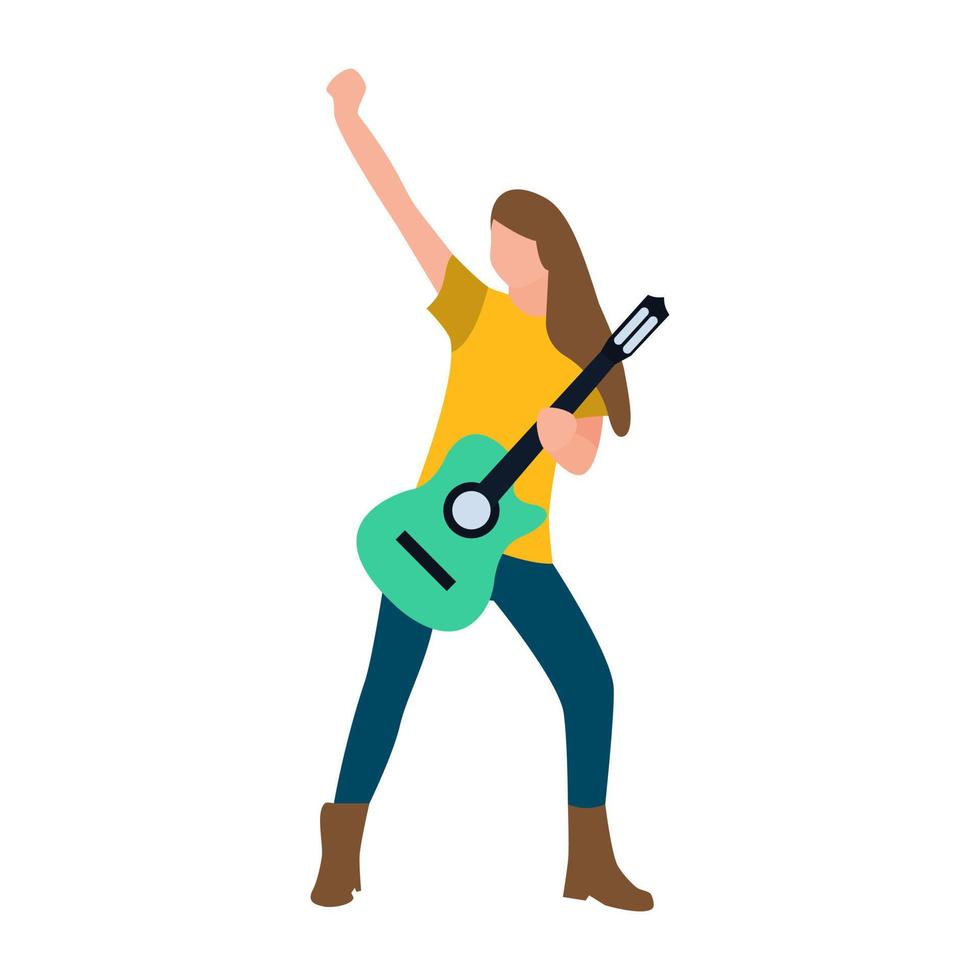 mujer tocando la guitarra vector