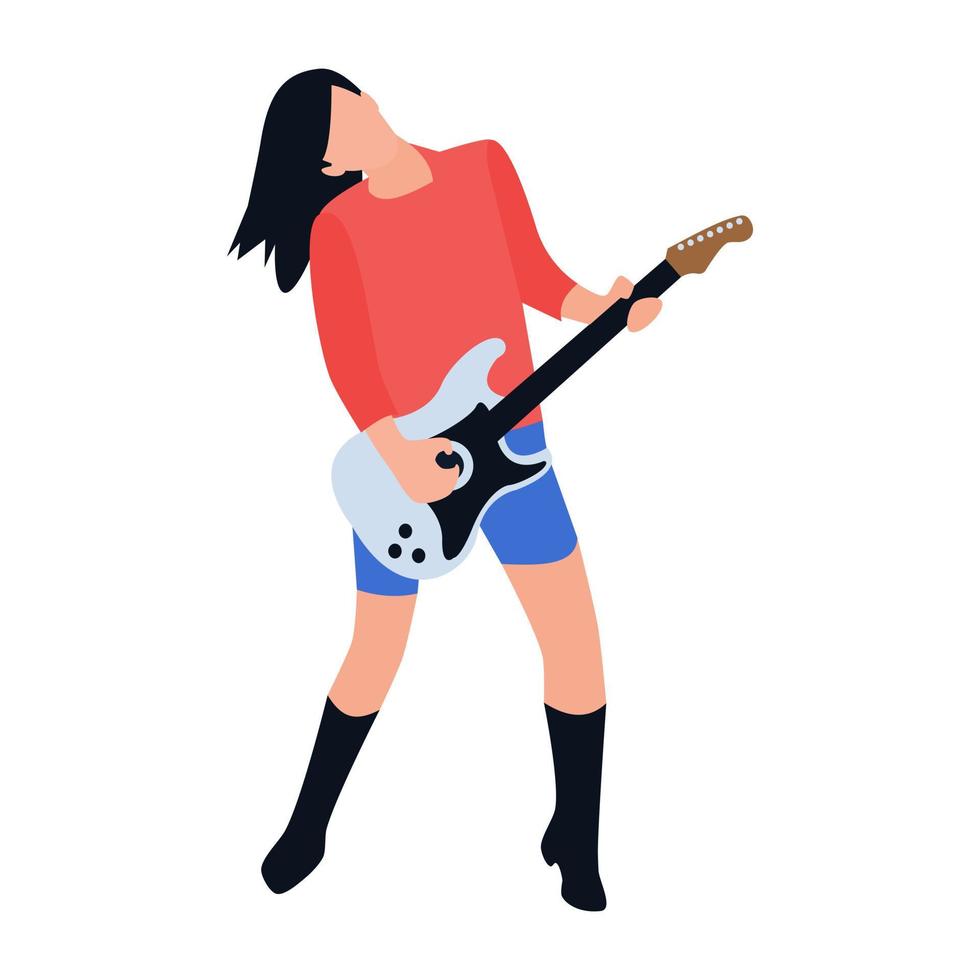 mujer guitarrista vector