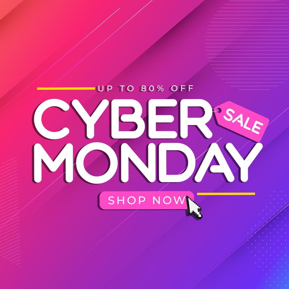 Abstract Modern Tech Cyber Monday Sale Special Offer Background. Vector Illustration