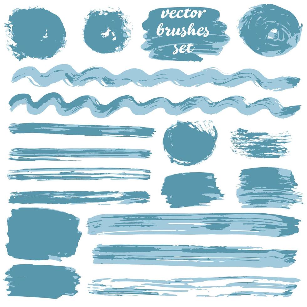 Collection of paint, ink brush strokes, brushes, blots vector