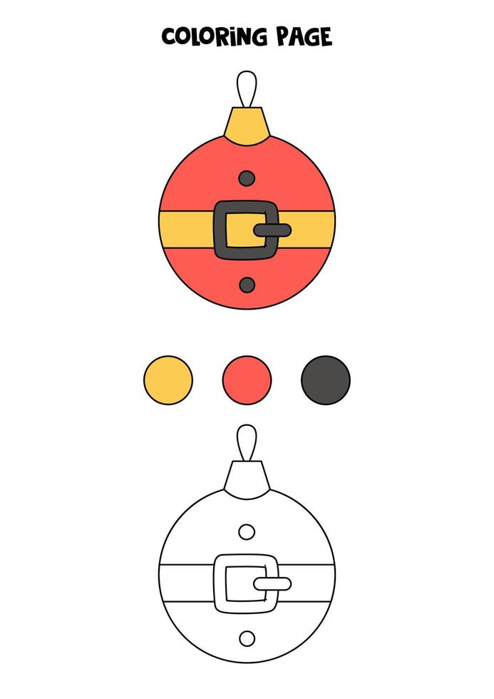 Color cute cartoon Christmas ball. Worksheet for kids. vector