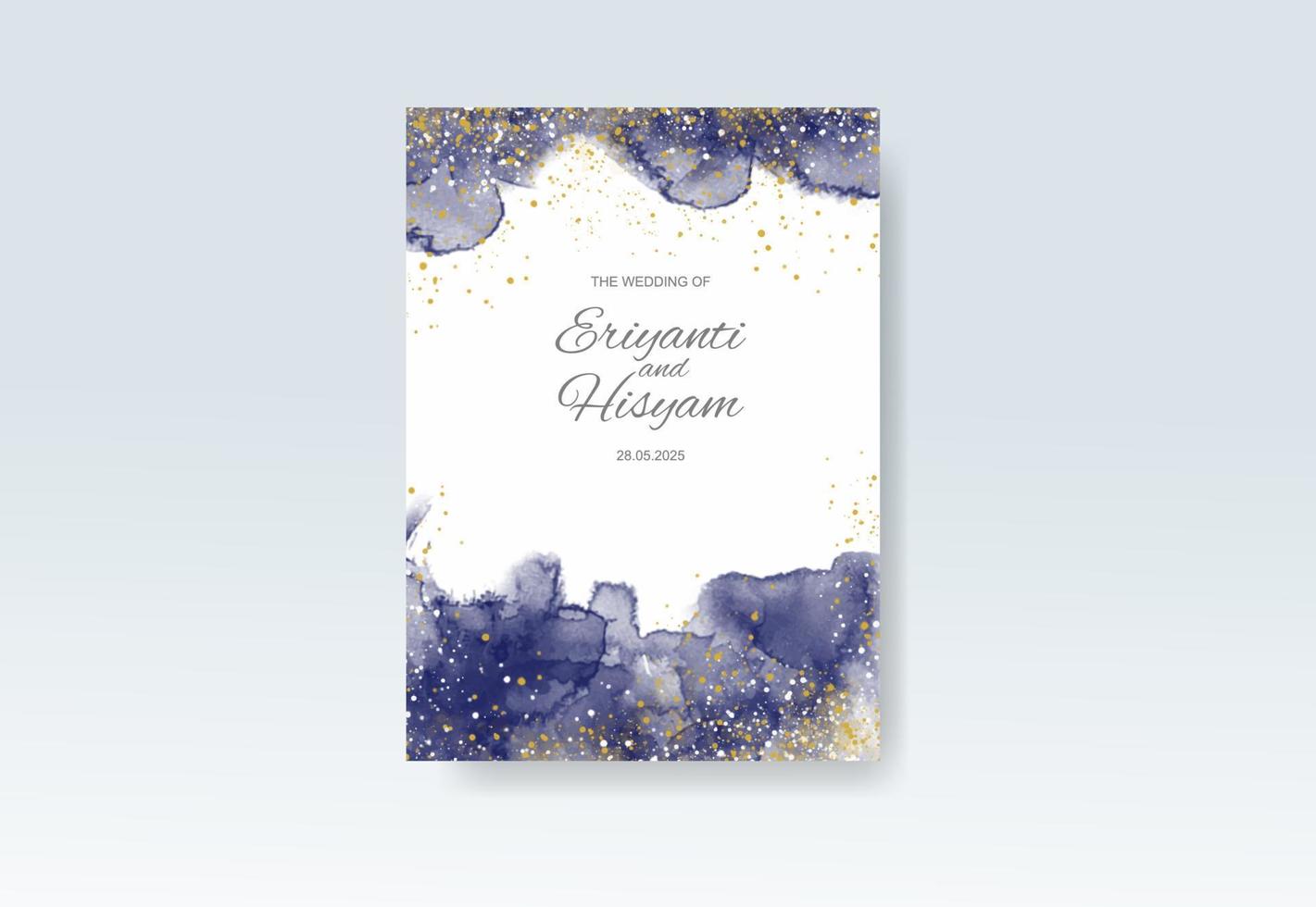 Watercolor wedding invitation card. Beautiful wedding card watercolor with splash. vector