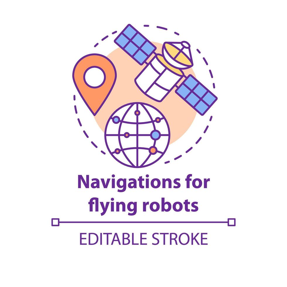Navigations for flying robots concept icon vector