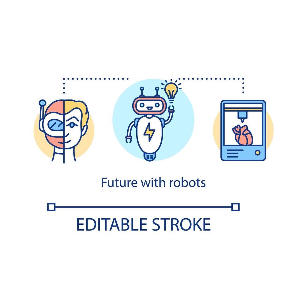 Future with robots concept icon vector
