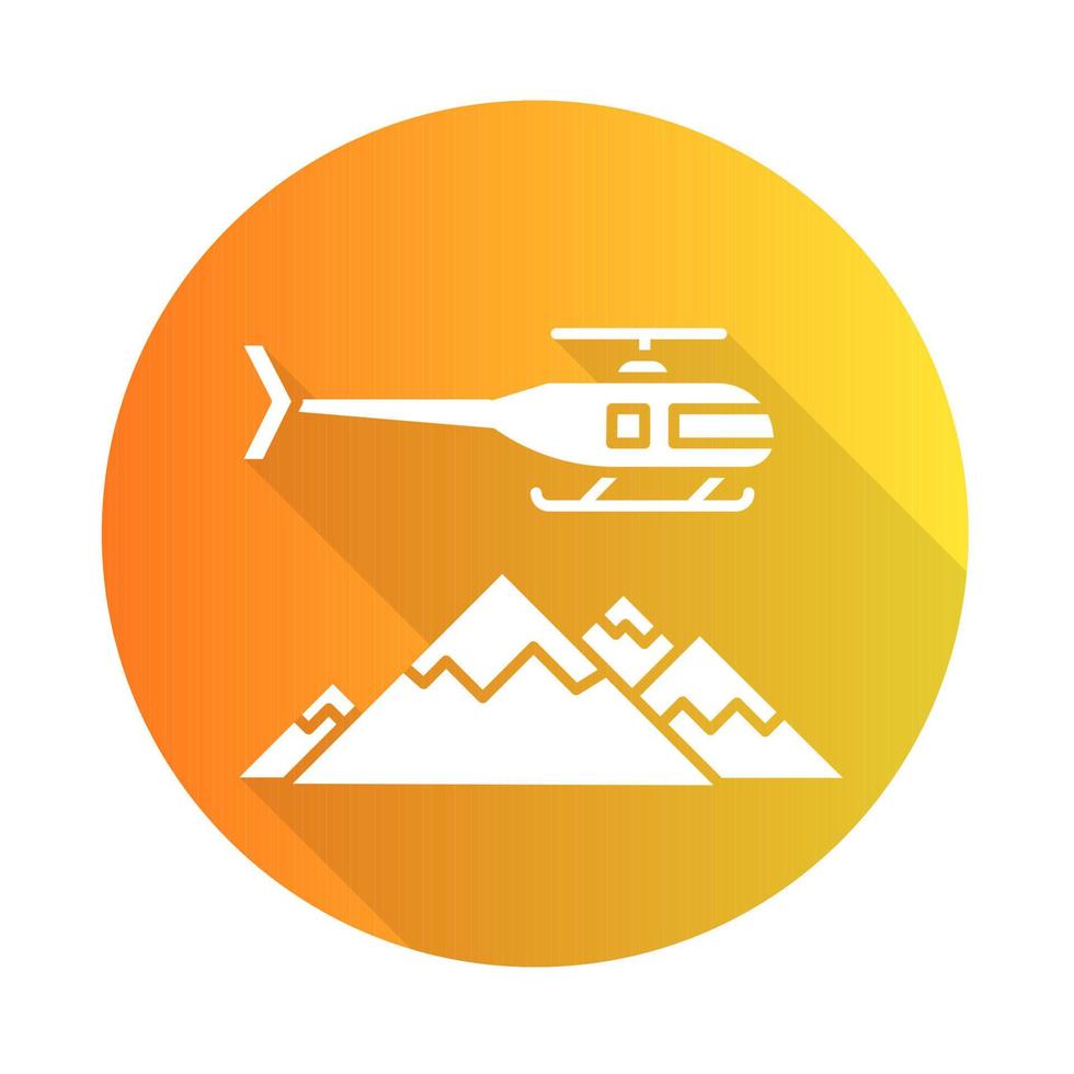 heli skiing orange flat design icono de glifo de sombra larga vector