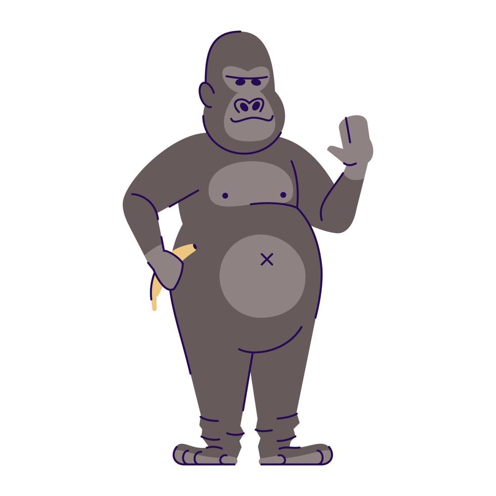 Man wearing gorilla costume flat vector illustration