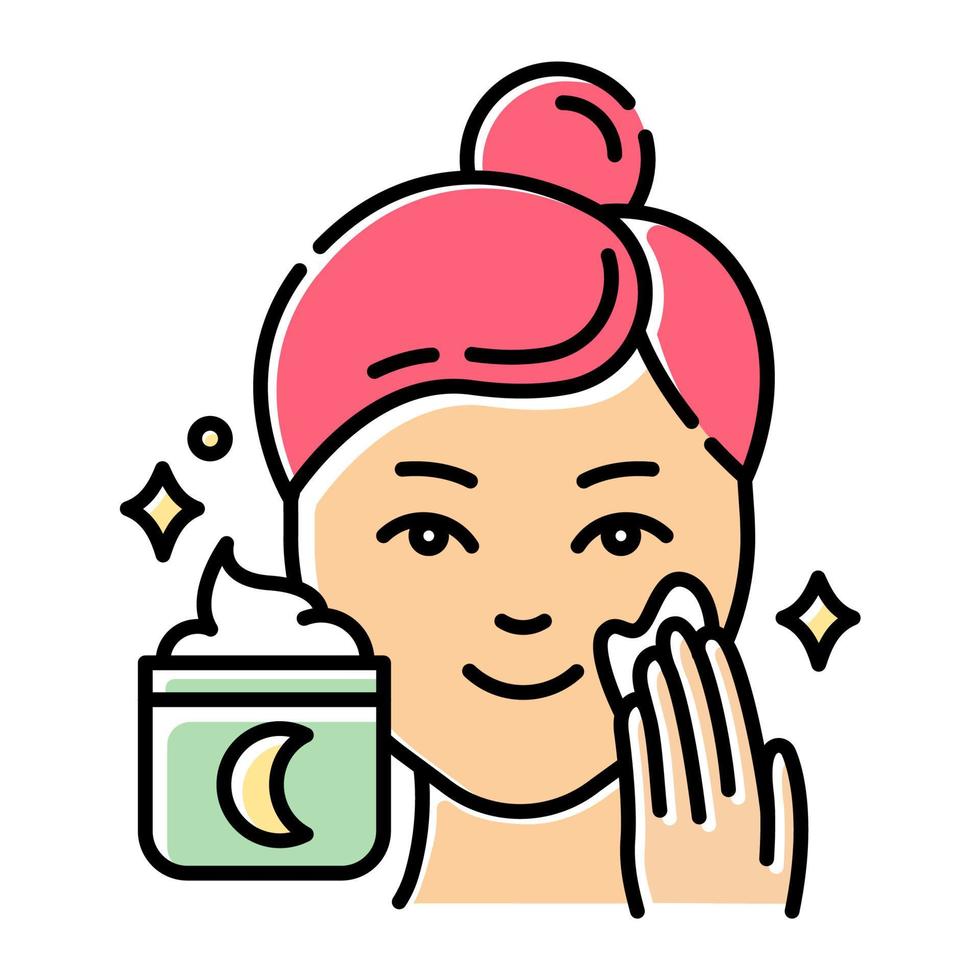 Applying night cream color icon vector