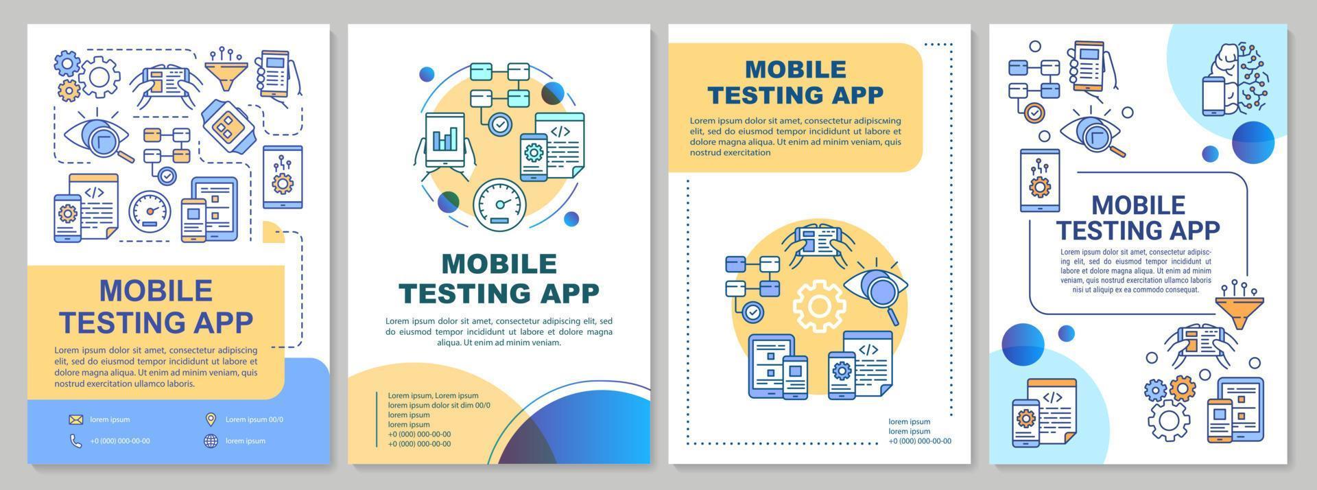 Mobile testing app brochure template vector