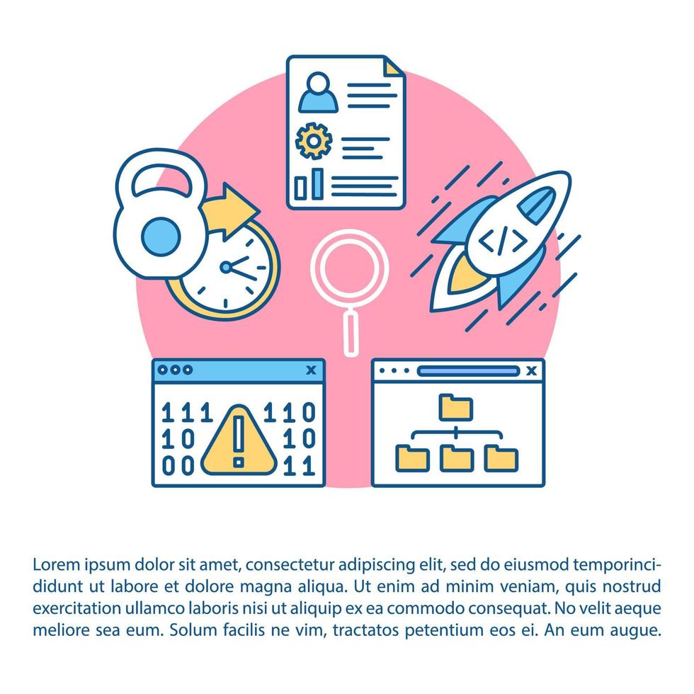 Software development article page vector template