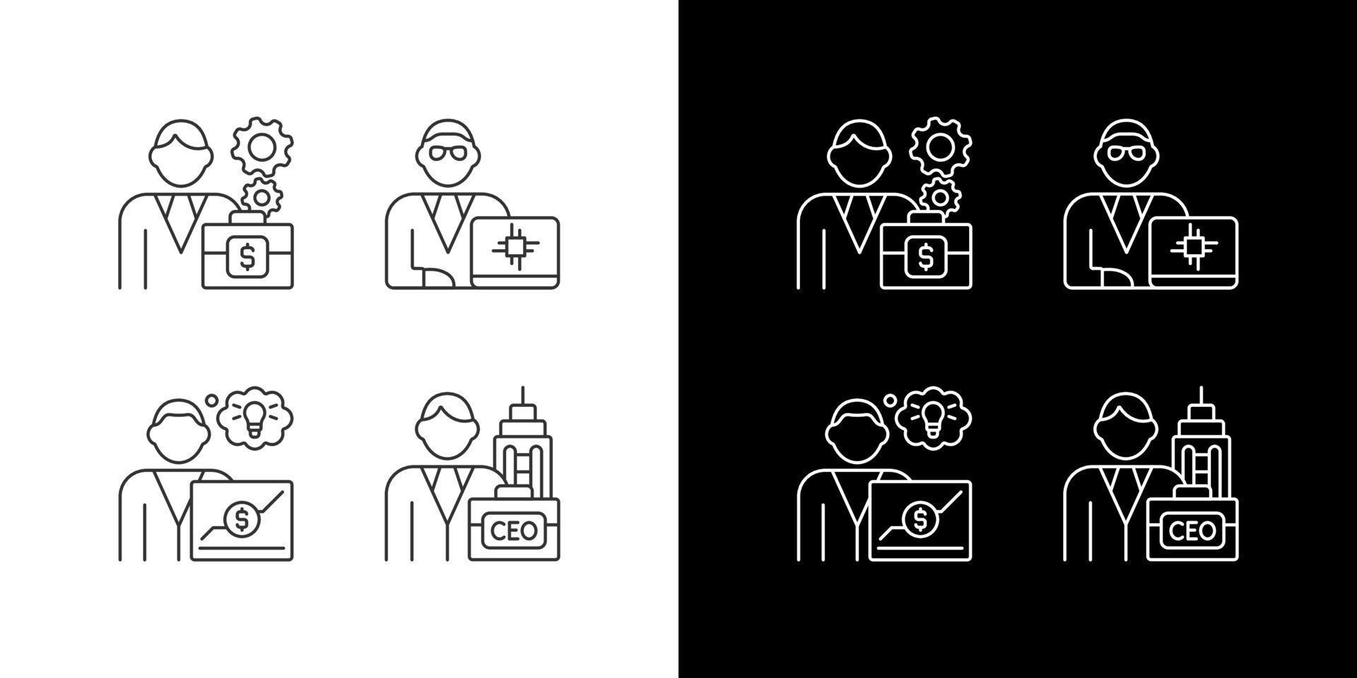 Senior executive roles linear icons set for dark and light mode vector