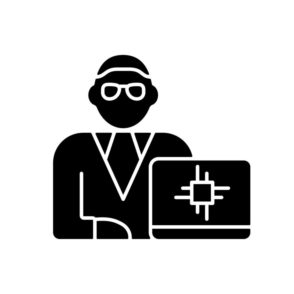 Chief technology officer black glyph icon vector