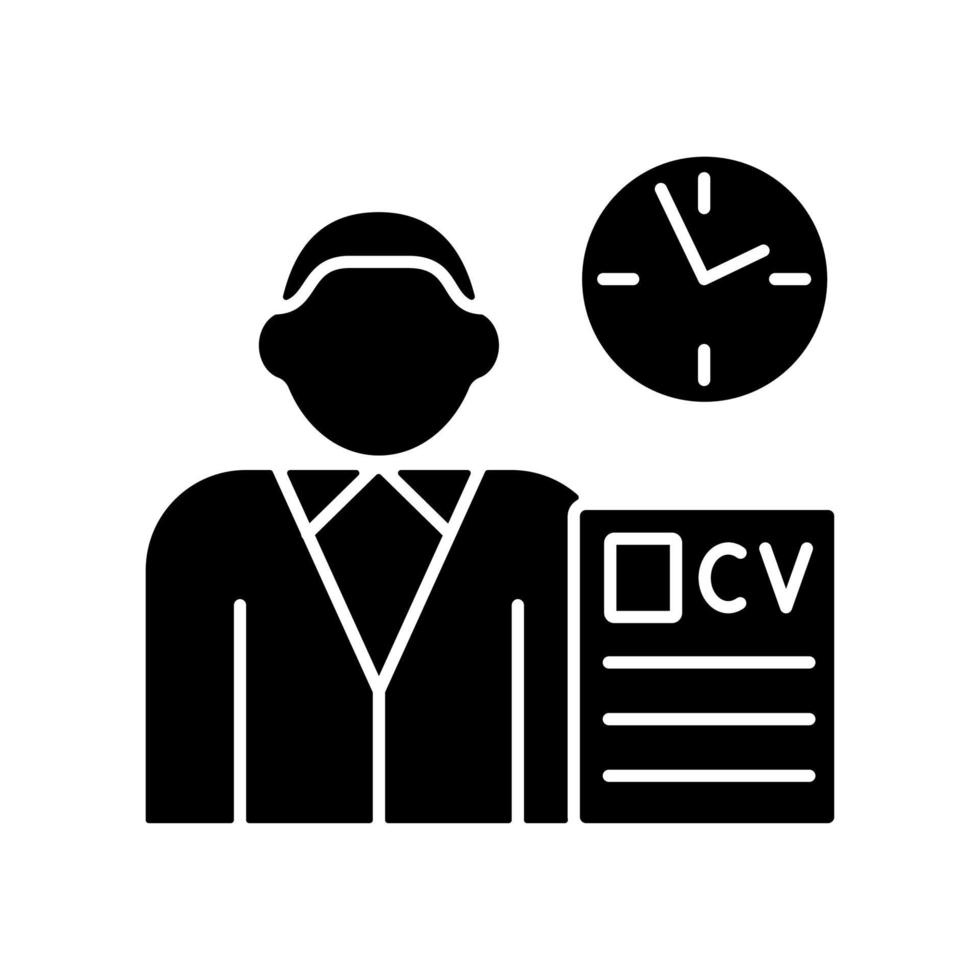 Job applicant black glyph icon vector