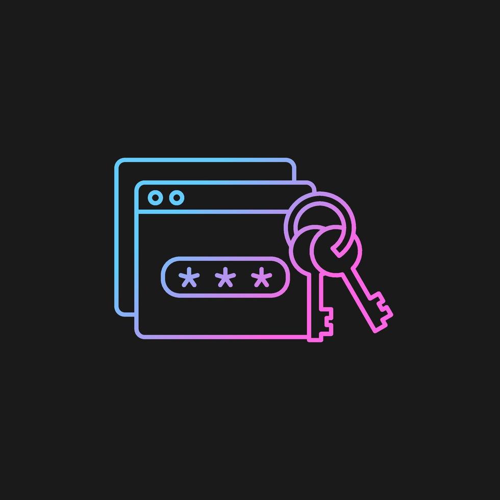 Password management gradient vector icon for dark theme