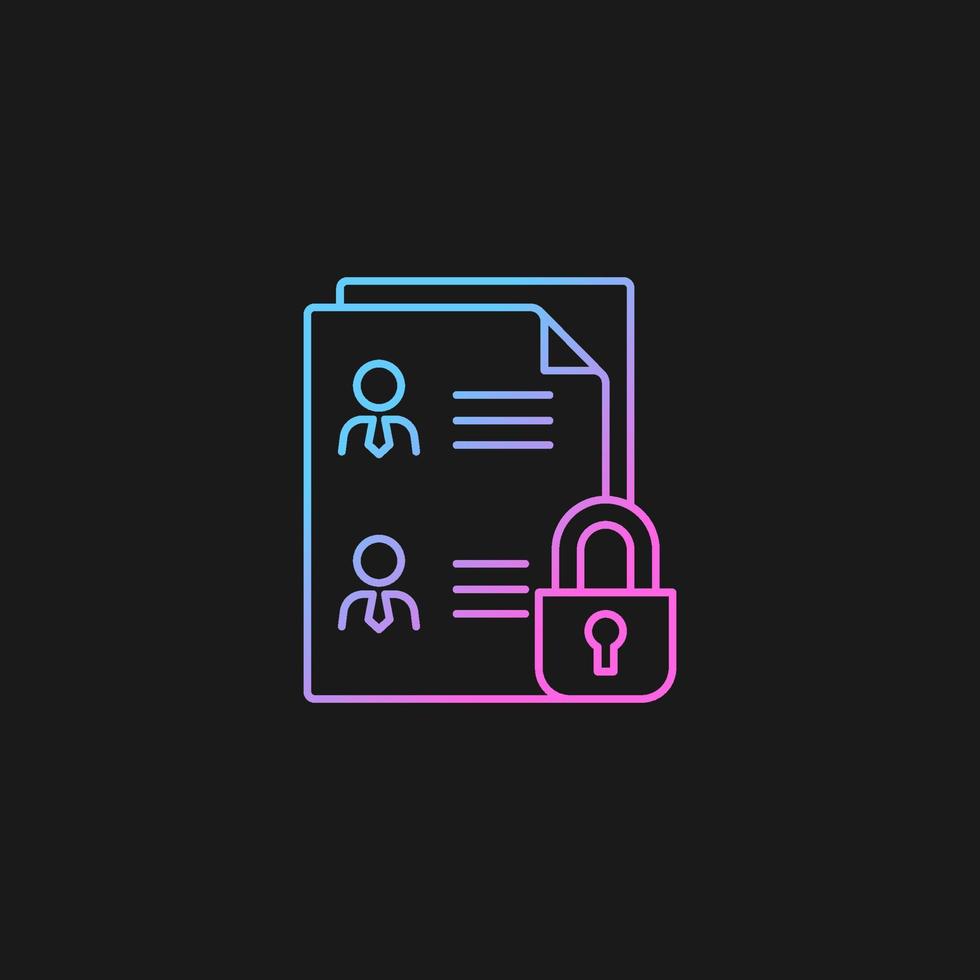 Employee data protection gradient vector icon for dark theme