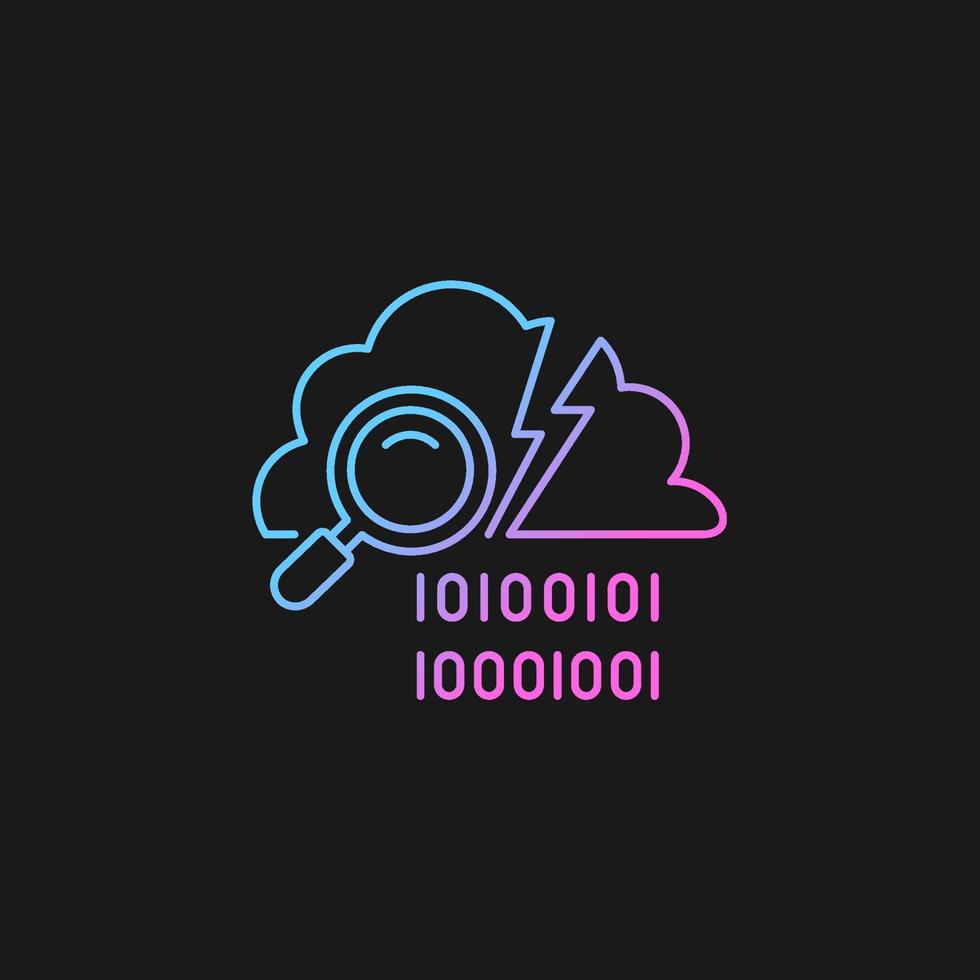 Data breach detection gradient vector icon for dark theme