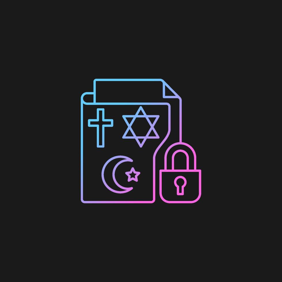Icono de vector de gradiente de información de creencias religiosas para tema oscuro