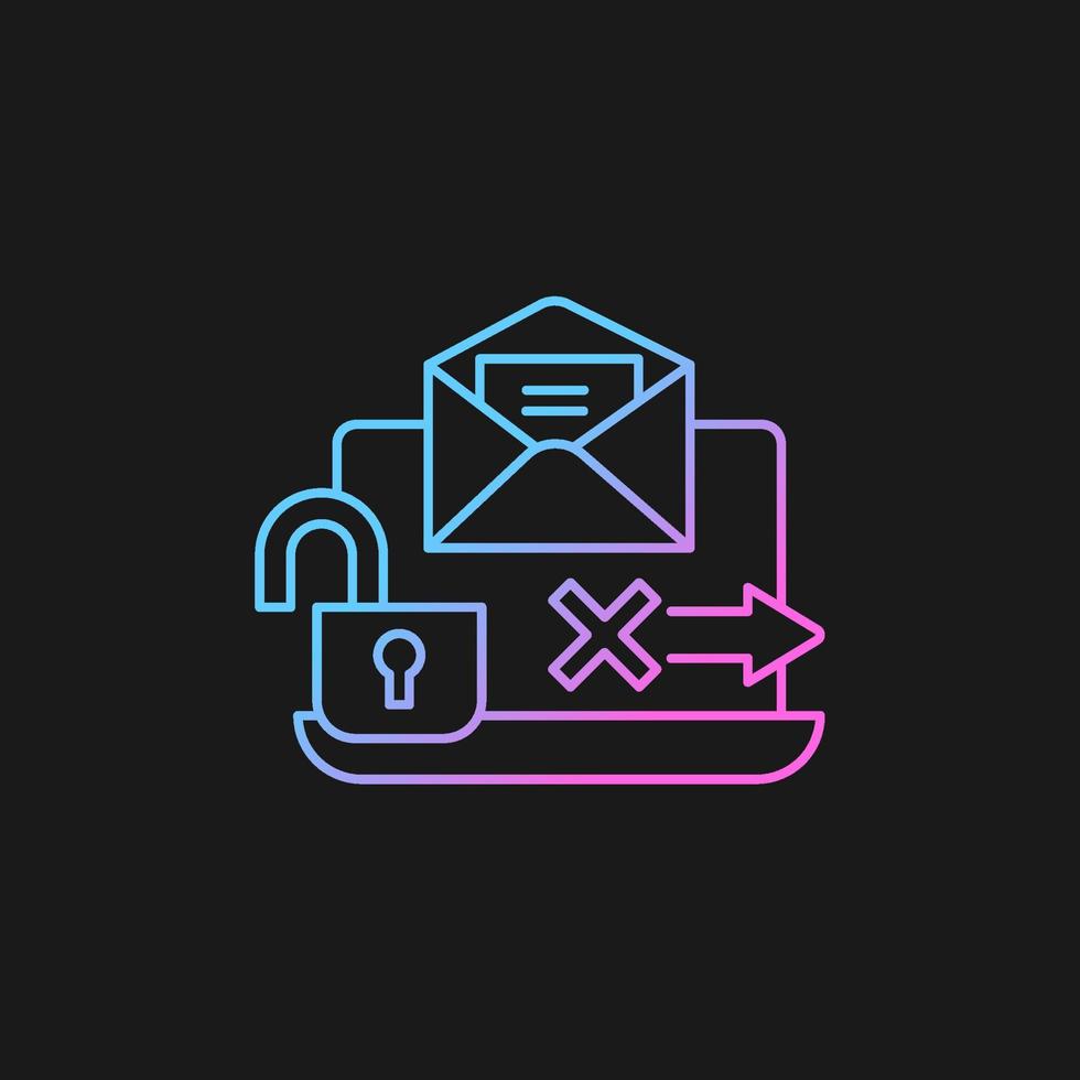 No transmission via email gradient vector icon for dark theme