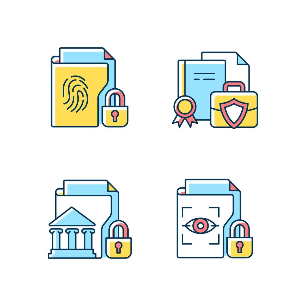 Personal sensitive data RGB color icons set vector