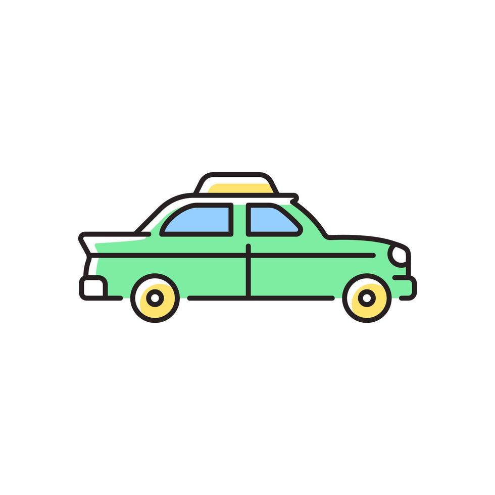 Retro taxi car RGB color icon vector