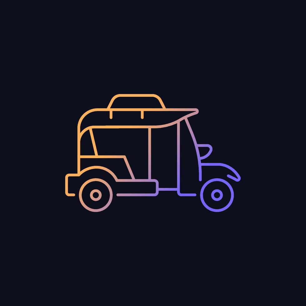 icono de vector degradado tuk-tuk de bangkok para tema oscuro