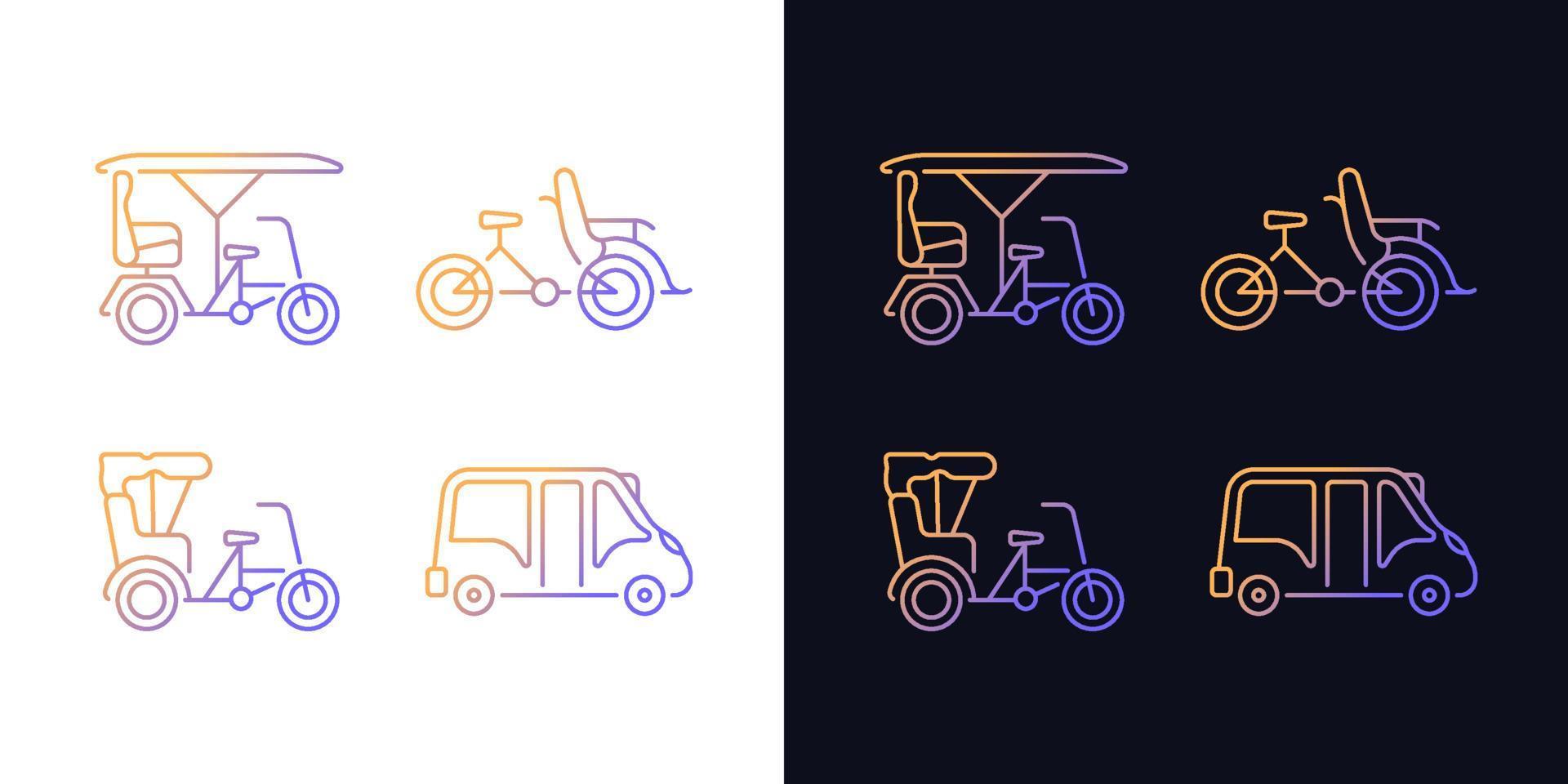 Vehicle for hire gradient icons set for dark and light mode vector