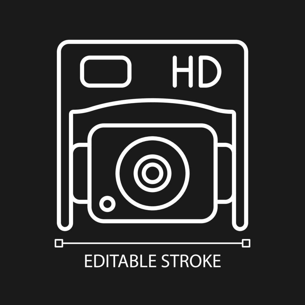 HD bottom camera white linear manual label icon for dark theme vector