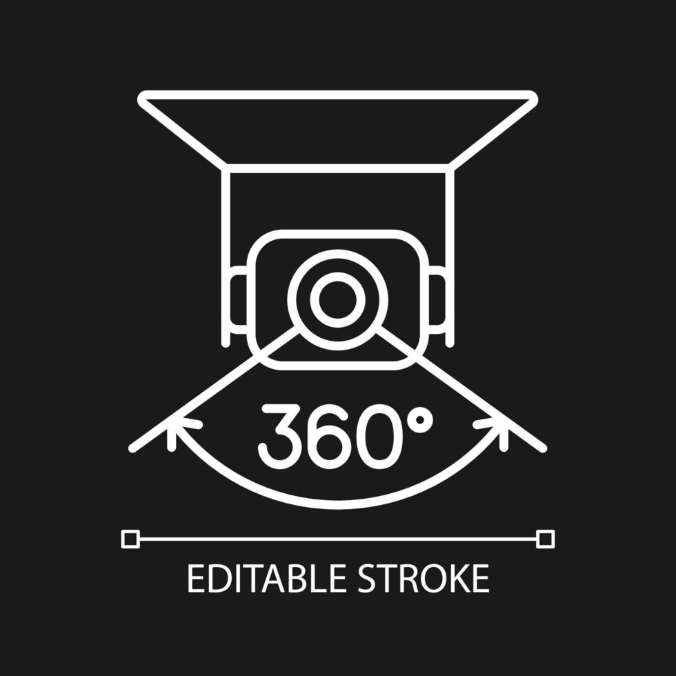 Full camera rotation white linear manual label icon for dark theme vector
