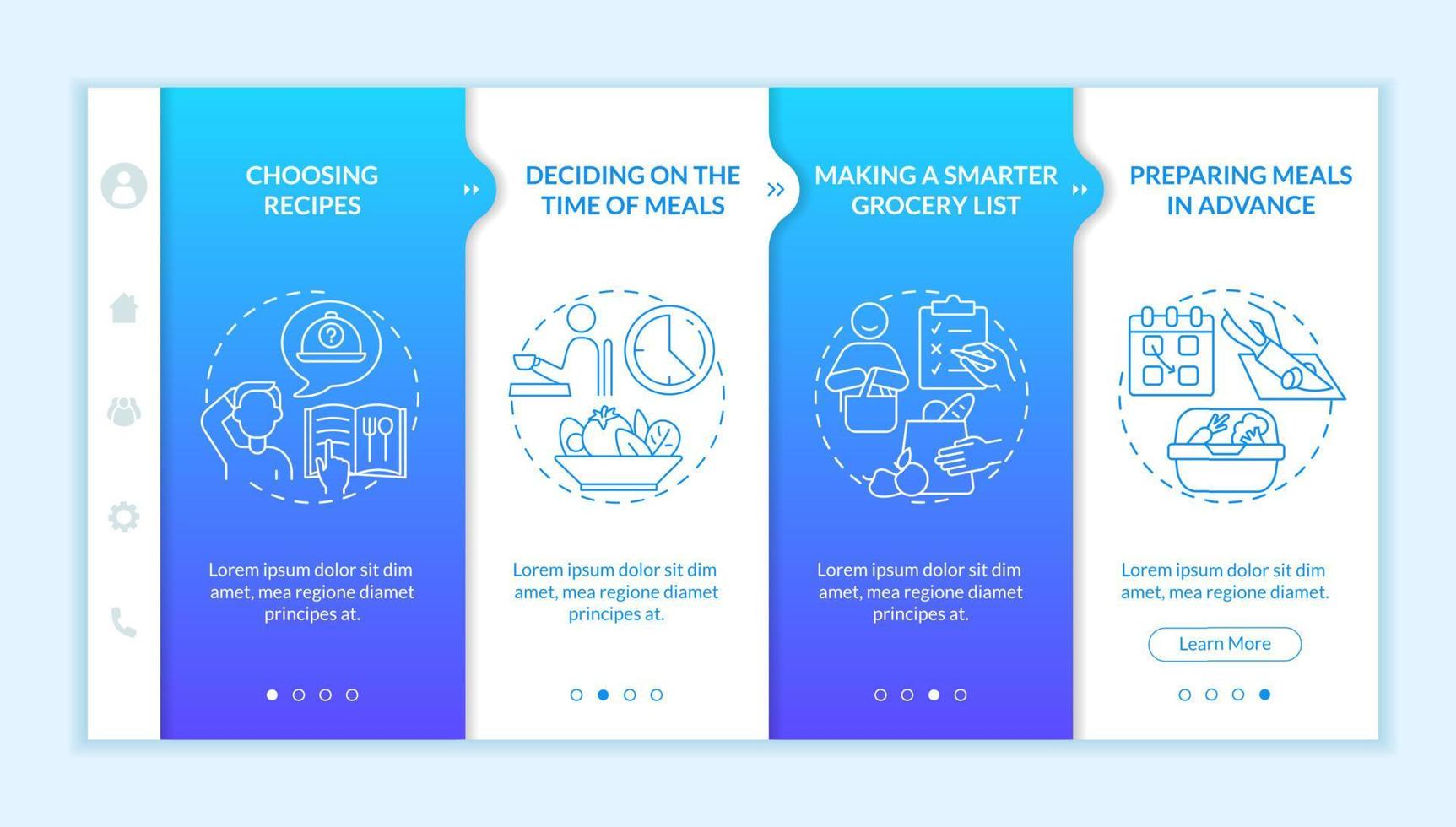 Menu planning basics onboarding vector template