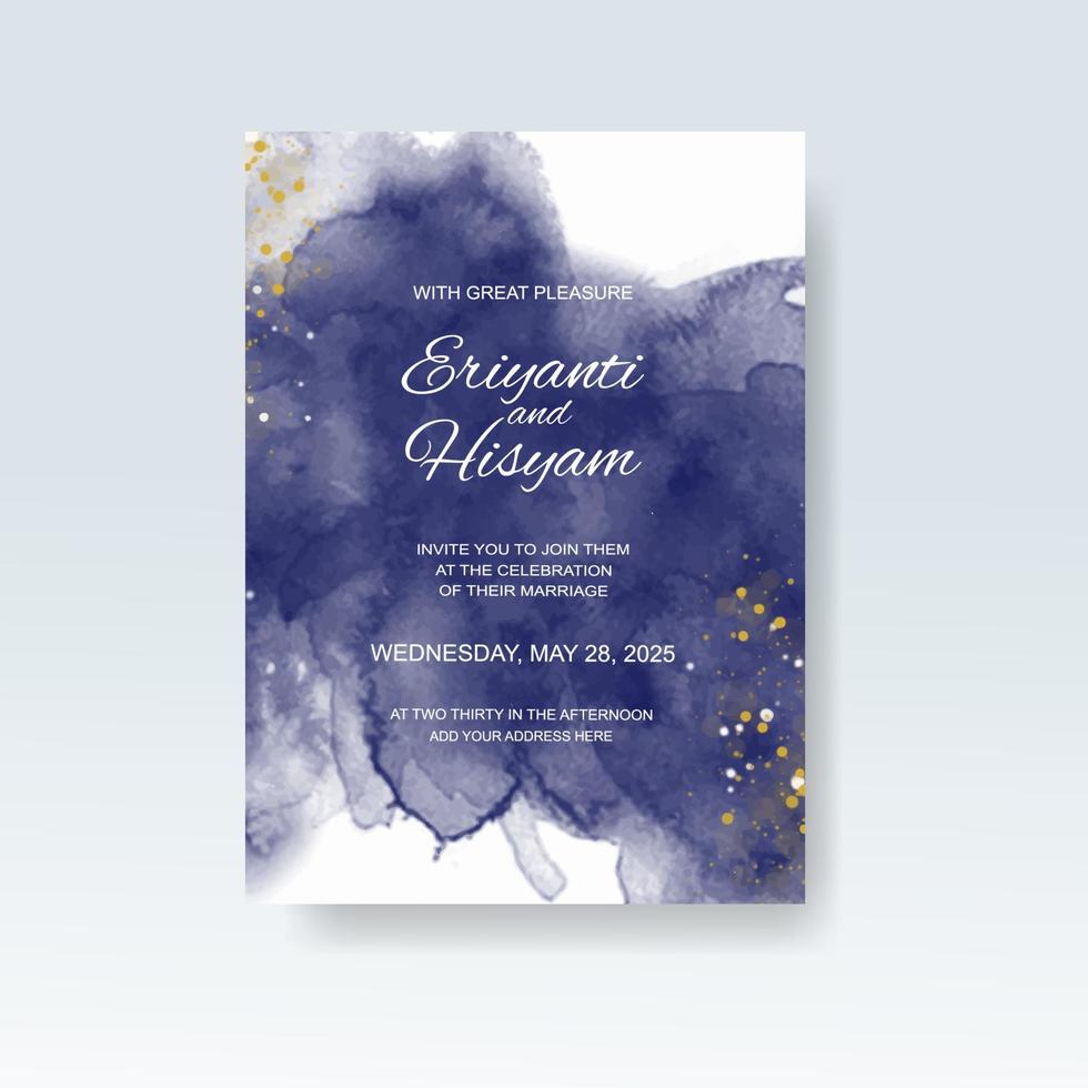 Watercolor wedding invitation card. Beautiful wedding card watercolor with splash. vector