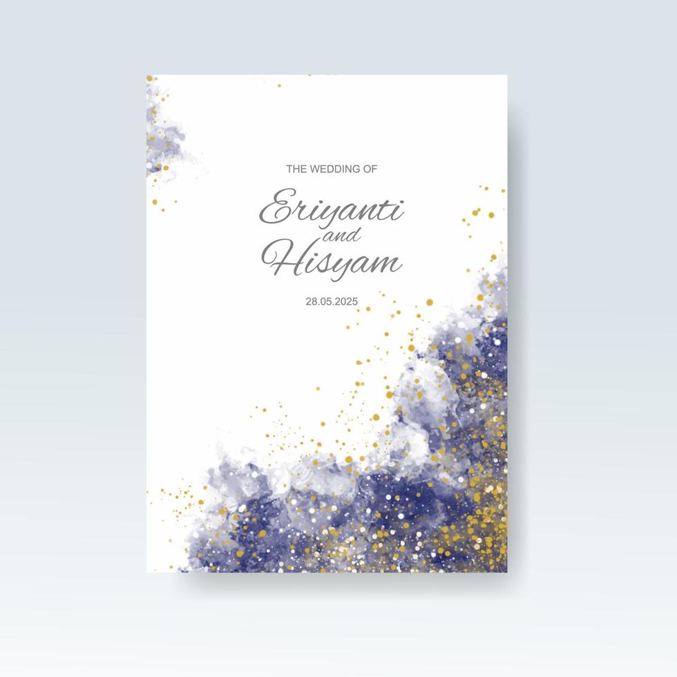 Watercolor wedding invitation card. Beautiful wedding card watercolor with splash. vector