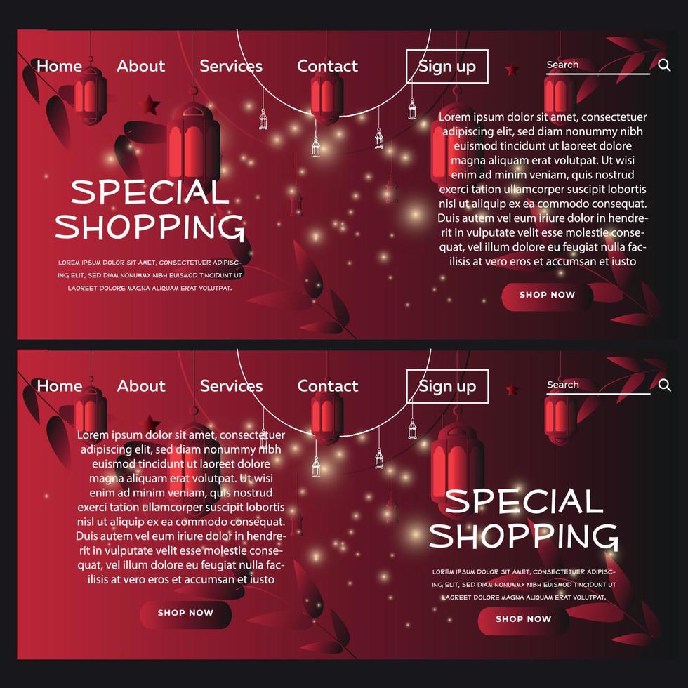 banner web de compras especiales rojo islámico vector
