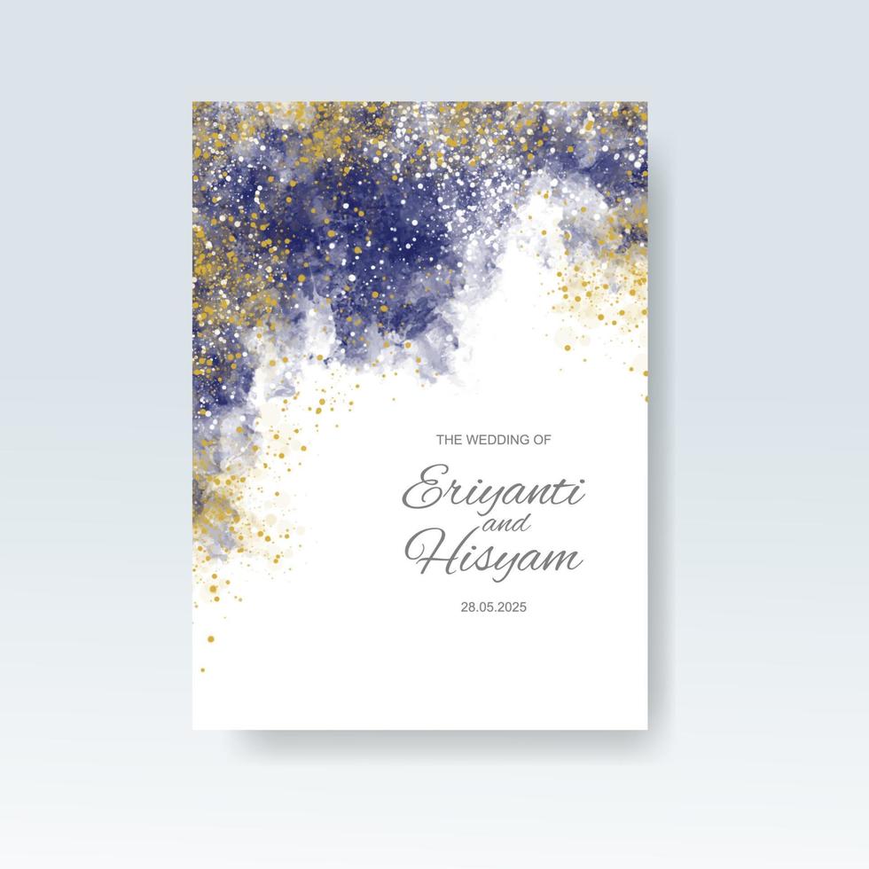 Watercolor wedding invitation card. Beautiful wedding card watercolor with splash. vector