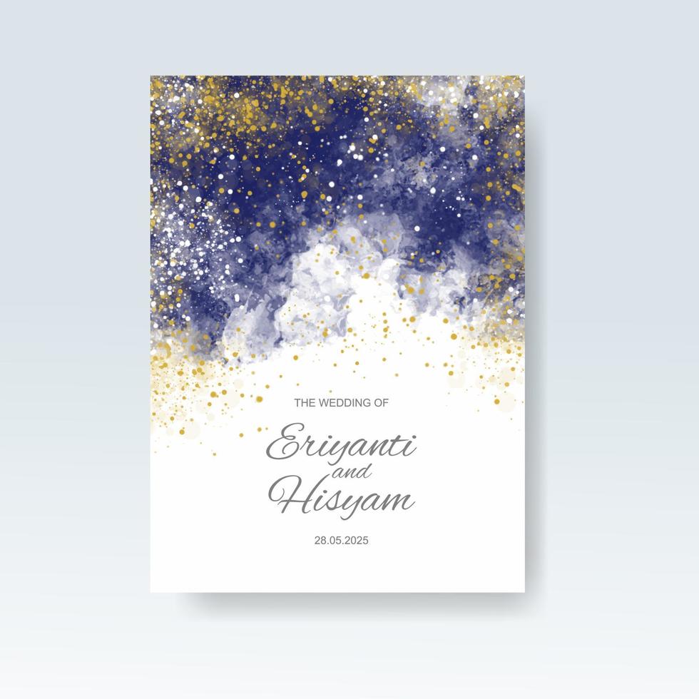 Watercolor wedding invitation card. Beautiful wedding card watercolor with splash. vector