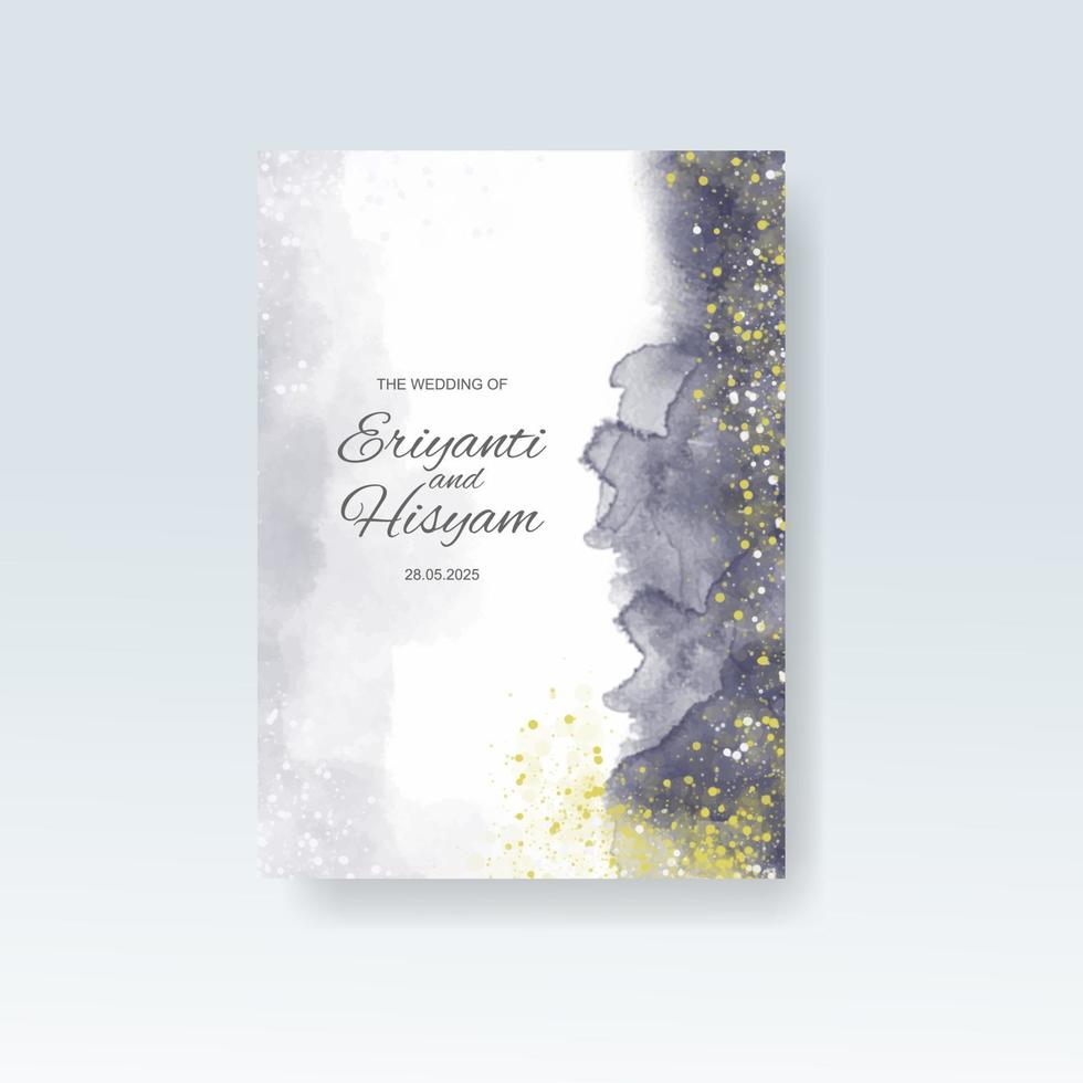 Watercolor wedding invitation card. Beautiful wedding card watercolor with splash. vector