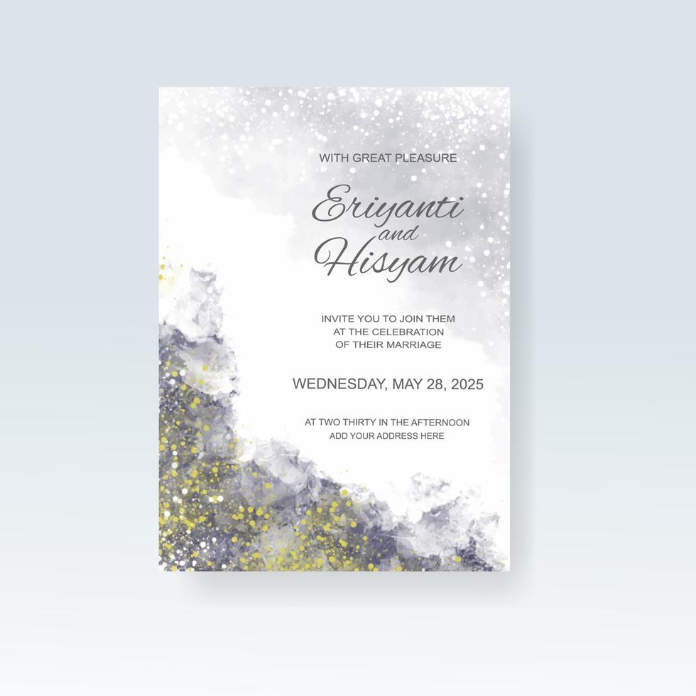 Watercolor wedding invitation card. Beautiful wedding card watercolor with splash. vector