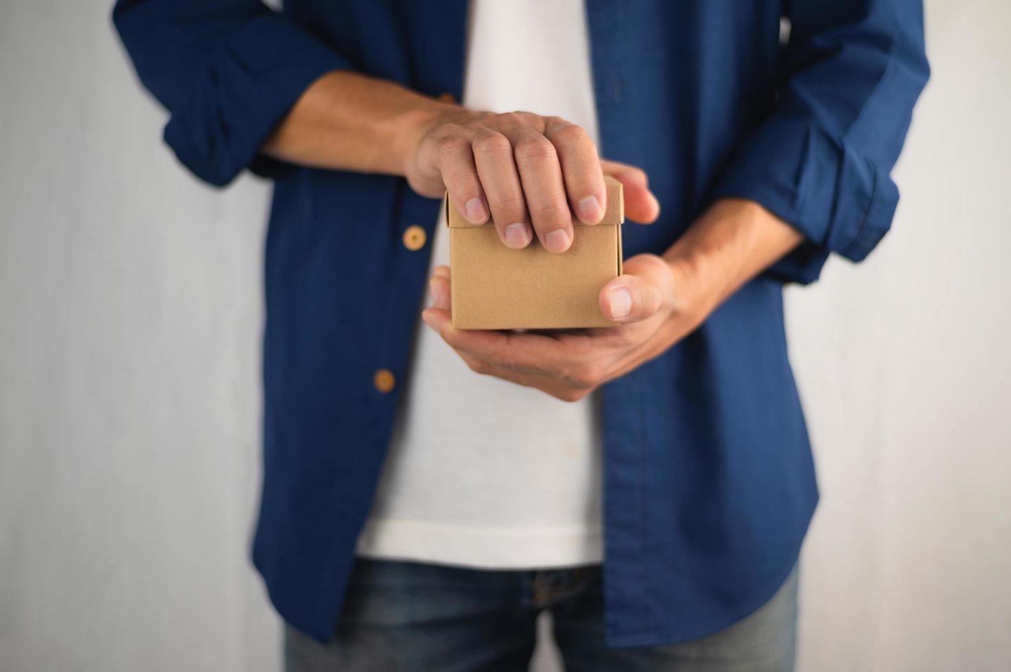 People holding gift box, new year gift box, Christmas gift box ,copy space. Christmas, hew year, birthday concept photo